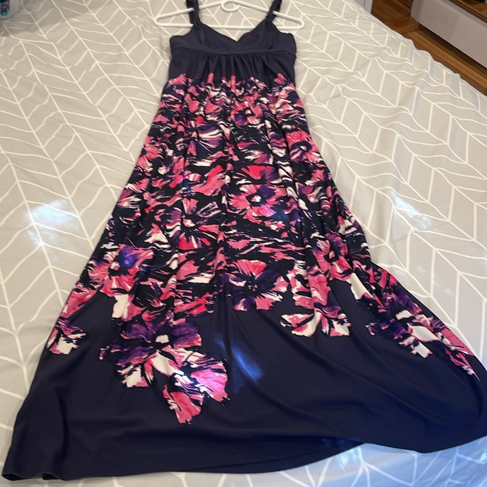 BCBGMAXAZRIA Sun Maxi Dress Gown purple pink flowers